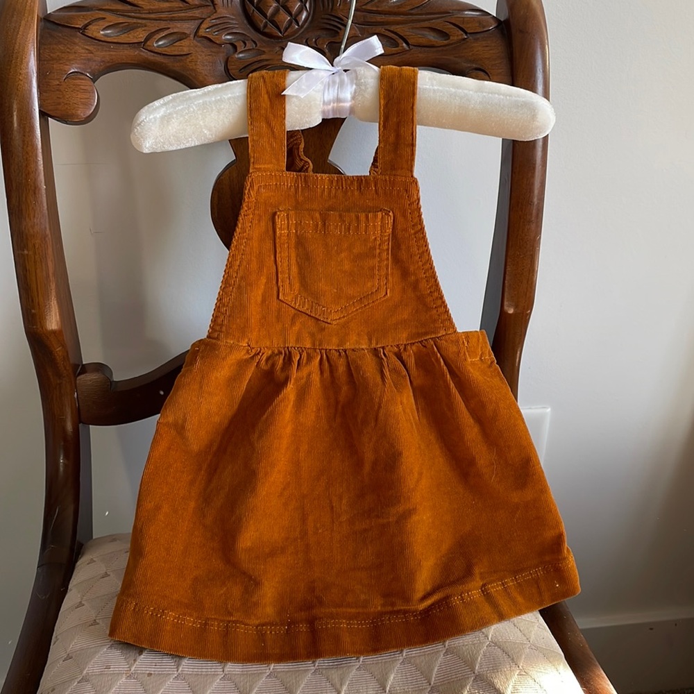 Cute pumpkin orange corduroy pinafores dress